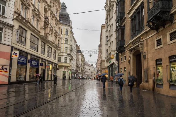 Brno Czechia Noviembre 2019 Gente Caminando Por Una Calle Peatonal — Foto de Stock