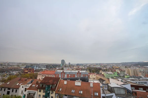 Aerial Panorama Brno Czech Republic Focus Residential Suburb Skyscrapers Background — 스톡 사진