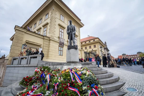 Praga Czechia Noviembre 2019 Estatua Tomás Garrigue Masaryk Plaza Hradjalá — Foto de Stock