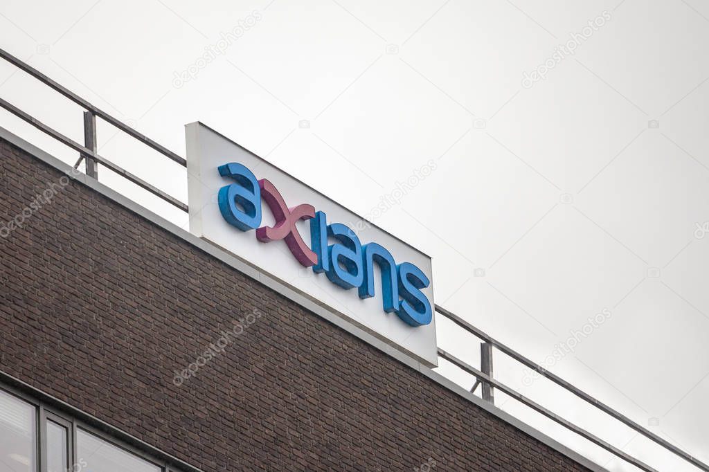 BRNO, CZECHIA - NOVEMBER 5, 2019: Axians logo in front of their office in Brno. Part of Vinci Energie, Axians is an ICT, or Information and Communication Technology software development company