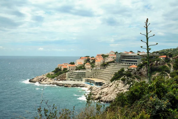 Sitio Construcción Hotel Costa Adriática Cerca Dubrovnik Croacia Visto Desde — Foto de Stock