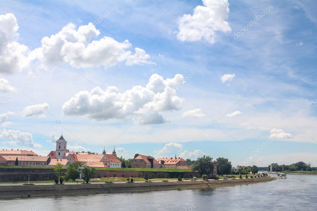 Panorama of the Trvdja, the Osijek citadel fortress, seen from the Drava River. It is a symbol and a landmark of Osijek, the main city of Northern Croatian province of Slavonija