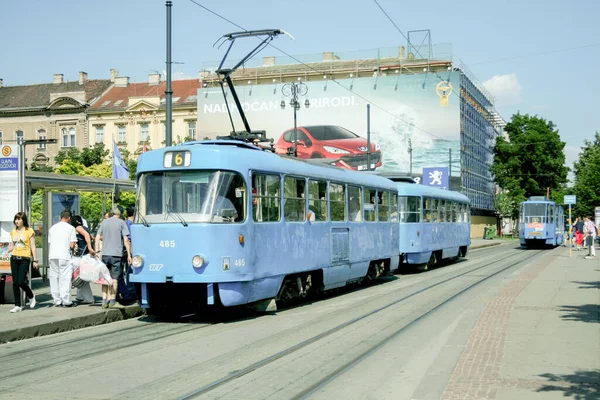 Zagreb Croacia Junio 2008 Tranvía Tatra T4Yu Perteneciente Sistema Zagreb — Foto de Stock
