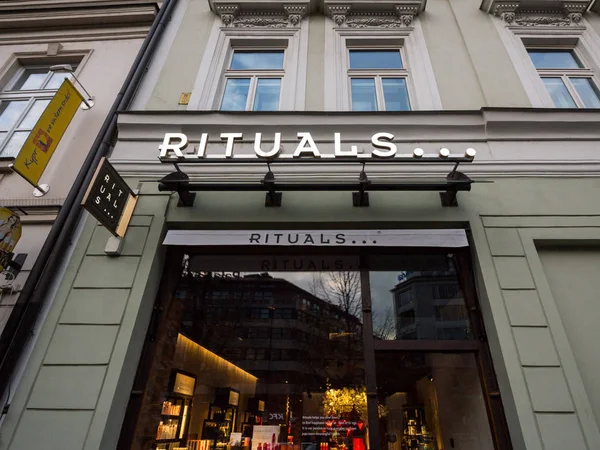 Praga Czechia Noviembre 2019 Rituals Cosmetics Logo Front Shop Prague — Foto de Stock