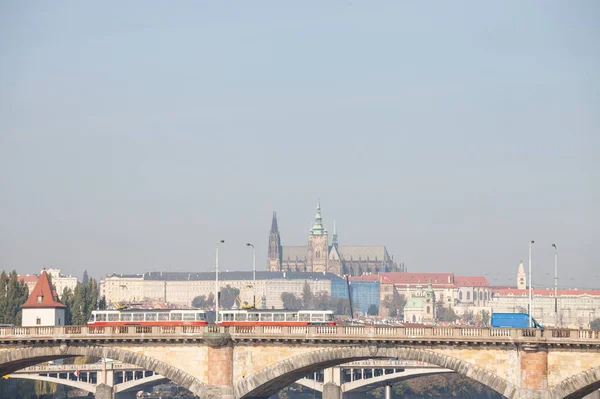 Prag Eski Kenti Prag Panorama Sında Palackevo Most Köprüsü Prag — Stok fotoğraf