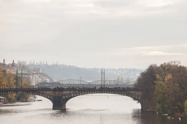 Panorama Van Praag Tsjechië Gezien Vanaf Moldau Rivier Ook Wel — Stockfoto