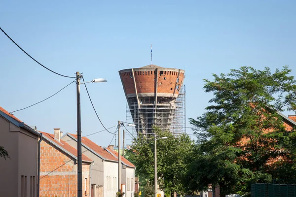 Torre Agua Vukovar Con Agujeros Bala Misiles Del Conflicto 1991 — Foto de Stock
