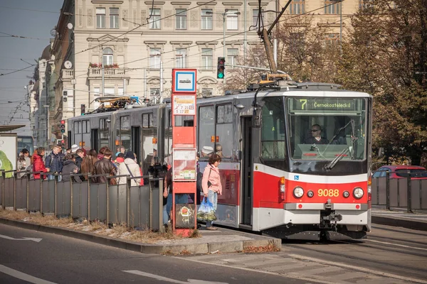 Praga Czechia Octubre 2019 Tranvía Praga Llamado Tramvaje Prazske Modelo — Foto de Stock