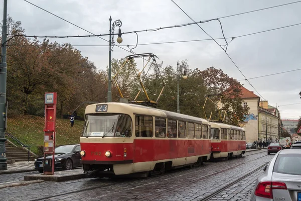 Praga Czechia Noviembre 2019 Tranvía Praga Llamado Prazske Tramvaje Modelo — Foto de Stock