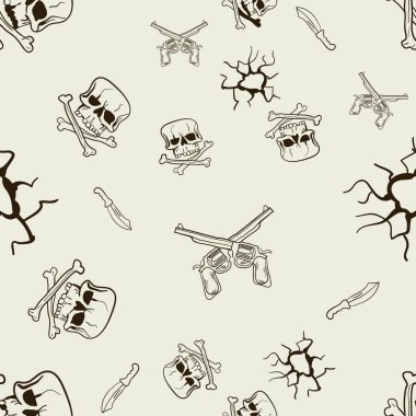 Kafatasları ve tabanca çizimler ve sorunsuz doku