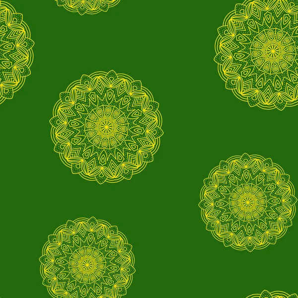Seamless green-yellow floral pattern — Stock Vector