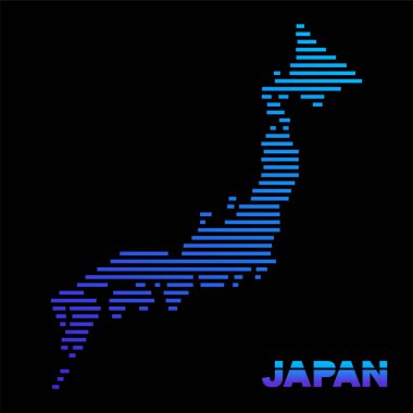 vektör Japonya harita, basit hat illüstrasyon.