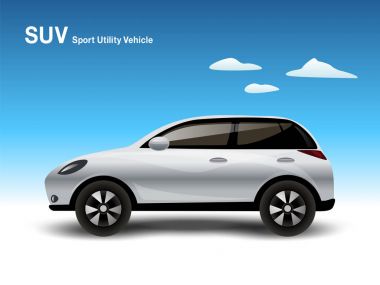 Lüks kompakt Suv araç, vektör çizim beyaz