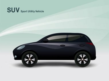 Lüks kompakt Suv araç, vektör çizim siyah