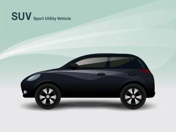 Luxury Black Compact SUV Car, Vector Illustration — Vector de stoc