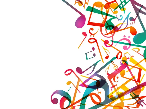 Colorful Music notes. Vector Illustration Abstract white background. — Stock Vector