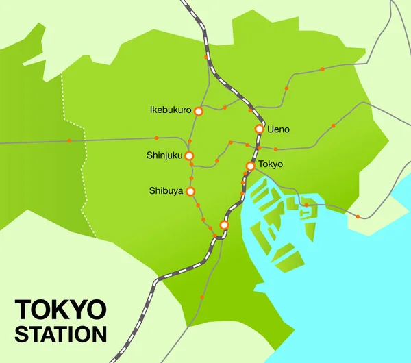 Tokio 23 oddělení Japonsko plocha mapa centrální stanice vektor ilustrační materiál — Stockový vektor