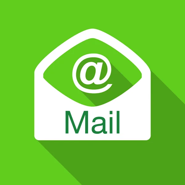 Icono de correo simple vector verde ilustración sobre fondo verde . — Archivo Imágenes Vectoriales