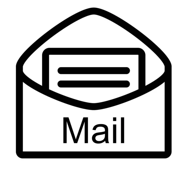 Mail-Symbol einfache Zeilenvektorabbildung auf weißem Hintergrund. — Stockvektor