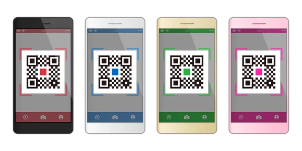 Variações Cor Code Payment Smartphone App Cashless Technology Concept Vector —  Vetores de Stock