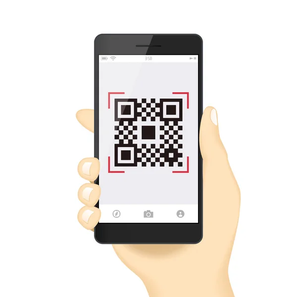 Paiement Code Hand Finger Smartphone App Technologie Sans Argent Concept — Image vectorielle