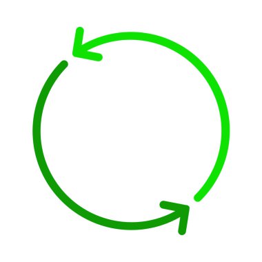 Beyaz arkaplan vektörü üzerindeki izole edilmiş eko yeşil ok simgesini geri dönüştür