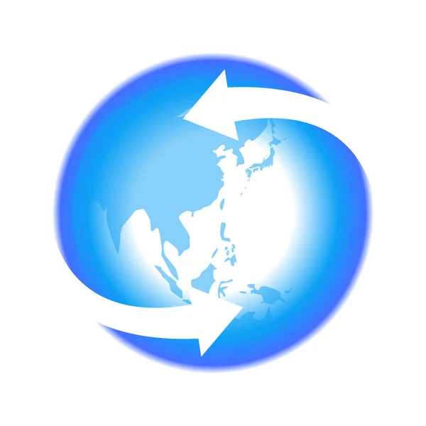 Recycler Icône Flèche Isolé Éco Bleu Terre Sur Fond Blanc — Image vectorielle