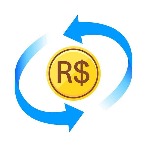 Brazil Real BRL money. Trade arrow coin Vector illustration image