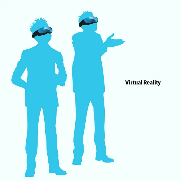 Homem Dos Auscultadores Realidade Virtual Exibição Montagem Principal Ilustração Vetorial — Vetor de Stock