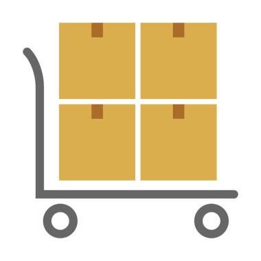 Vektör düz karton kutu ve araba dağıtım vektör ilüstrasyonuna bas