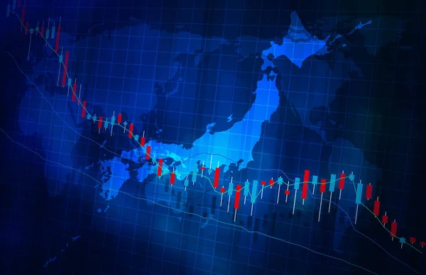 株価下落グラフ画像青の色の視覚的なデザイン — ストック写真