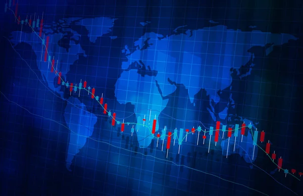 株価下落グラフ画像青の色の視覚的なデザイン — ストック写真