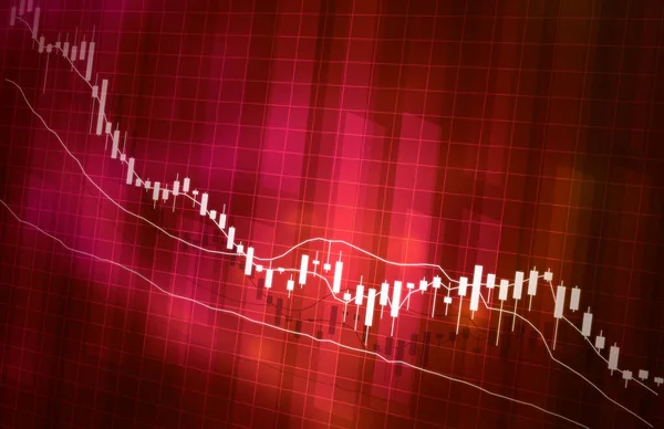 株価下落グラフ地図画像赤い色の視覚的なデザイン — ストック写真