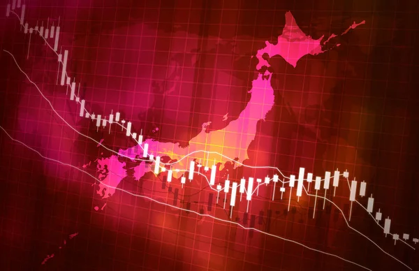 株価下落グラフ地図画像赤い色の視覚的なデザイン — ストック写真