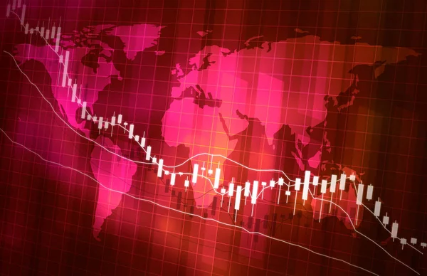 株価下落グラフ地図画像赤い色の視覚的なデザイン — ストック写真