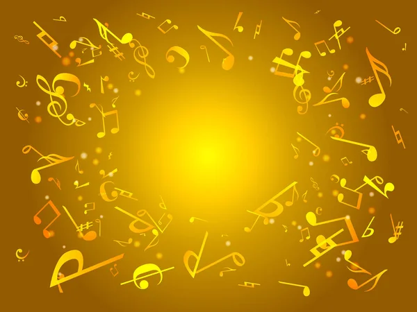 Colorful Music Notes Vector Illustration Abstract Gold Background — Stock Vector