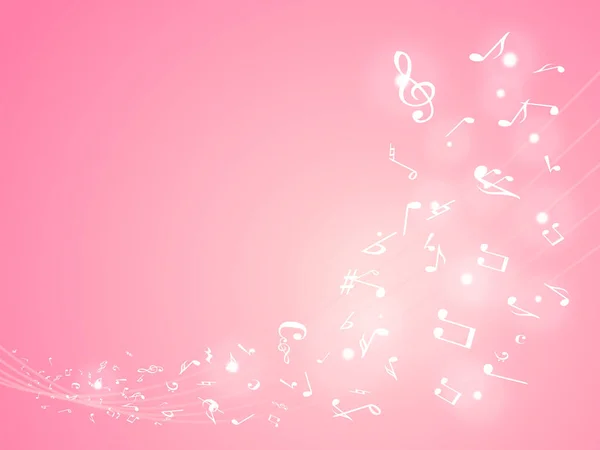 Πολύχρωμες Νότες Μουσικής Εικονογράφηση Διάνυσμα Αφηρημένο Ροζ Φόντο — Διανυσματικό Αρχείο