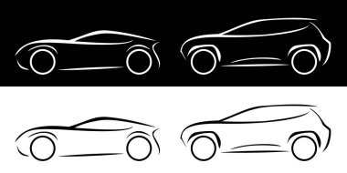 SUV coupe marka siluet vektör simgesi tek renkli illüstrasyon