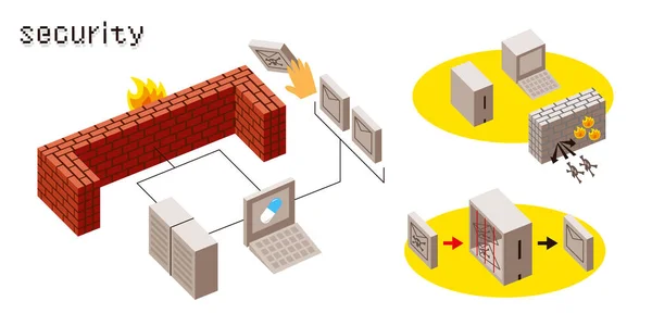 Imagem Segurança Firewall Vector Illustration Design Elements —  Vetores de Stock