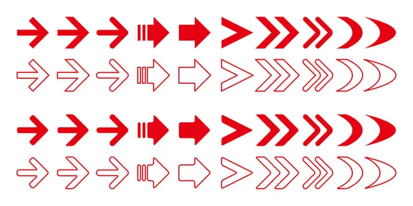 Набор Векторных Иллюстраций Значков Красной Стрелки — стоковый вектор