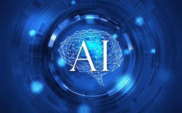 Blue Intelligent Artificiell Hjärnmoderdator Illustration Bakgrund Bild — Stockfoto