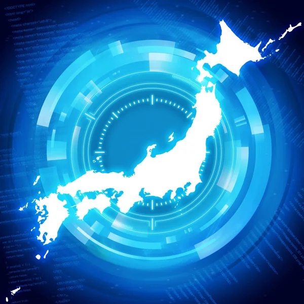 Japonia Mapa Niebieski Projekt Bezpieczeństwa Ilustracja — Zdjęcie stockowe