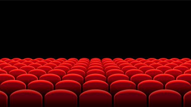 Vektör sinema ya da tiyatro satırları kırmızı koltuk