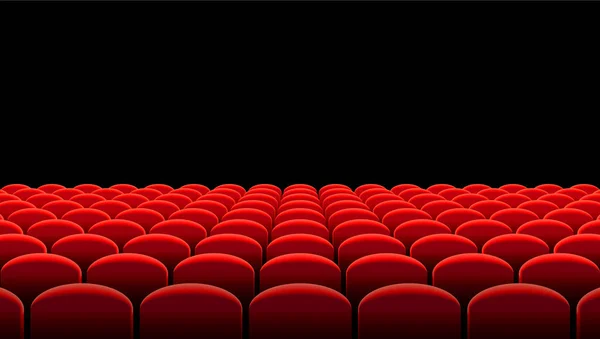 Fileiras de cinema vetorial ou teatro de assentos vermelhos — Vetor de Stock