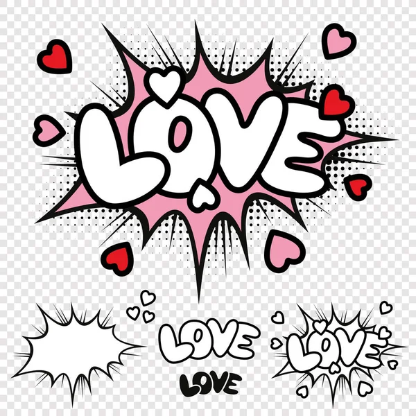 Vector Love komisk text Illustration — Stock vektor