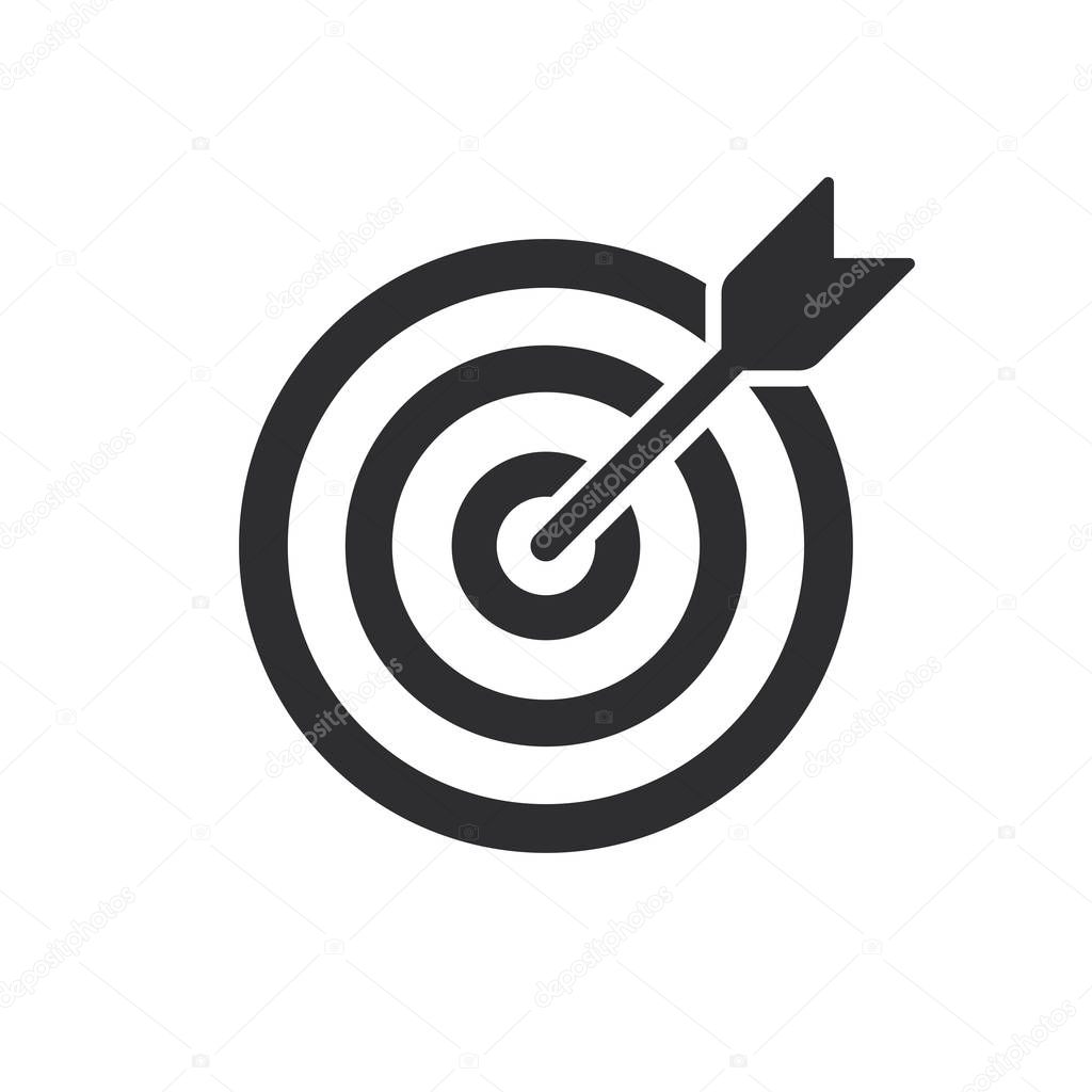 Target (bullseye) with arrow line art icon for apps and websites