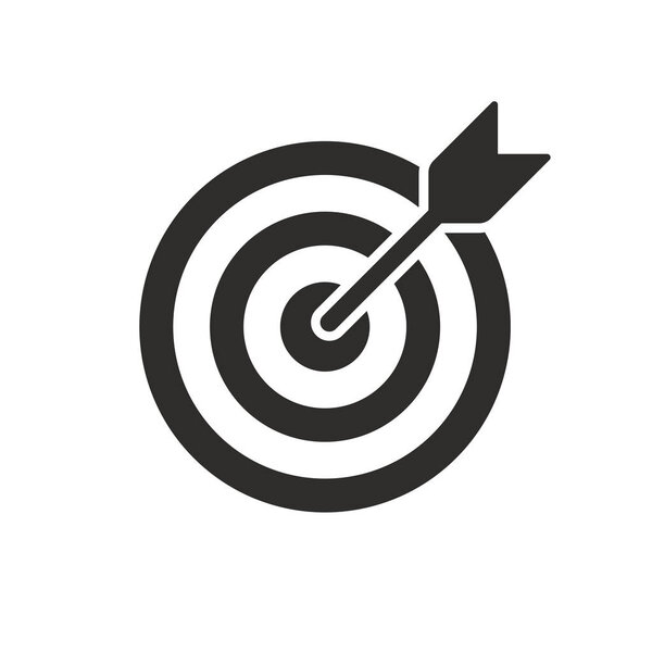 Target (bullseye) with arrow line art icon for apps and websites