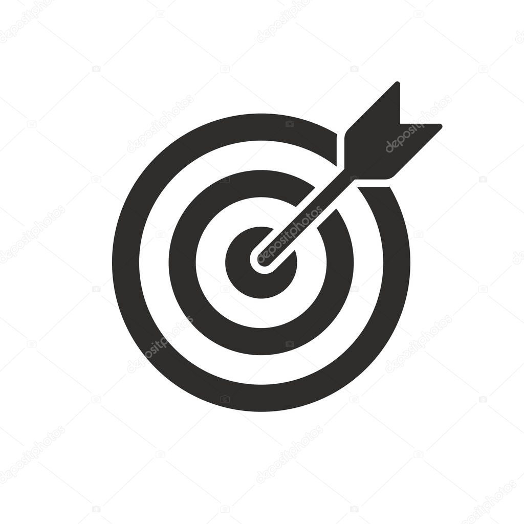 Target (bullseye) with arrow line art icon for apps and websites