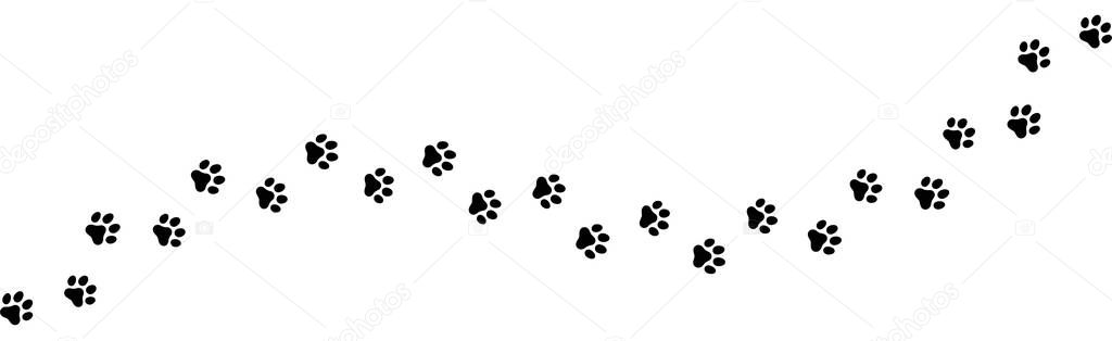 Seamless texture of a Paw print trail on white background.