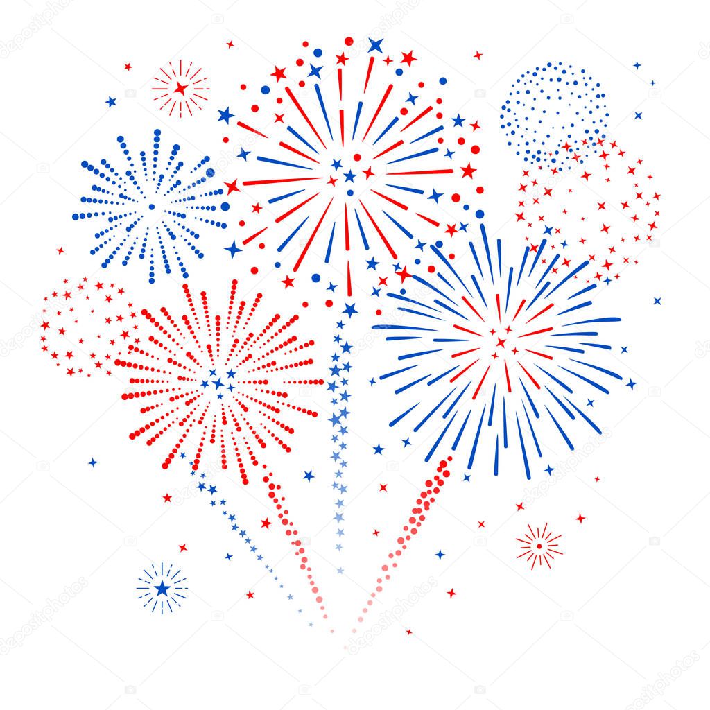 Colorful Vector fireworks on White background